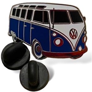 Vintage 1964 VW Bus Van Blue Enamel Trucker Hat Pin